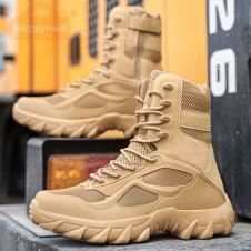  Men Military Tactical Boots Army Boots Lightweight High Top Ankle Boots Khaki