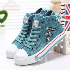 Women Fashion Sneakers Denim Canvas Shoes Spring/Autumn Casual Shoes Trainers Walking Skateboard Lace-up Shoes Femmes