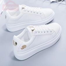 2021 Spring Lace-up White Shoes PU Leather White Shoes Casual Women Shoes Sneakers