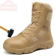 Men Tactical Desert Steel Toe Boots Indestructible Anti-smashing Safety Boots