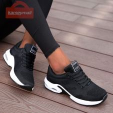 Women Breathable Casual Shoes Outdoor Sports Shoes Walking Platform Sneakers Black