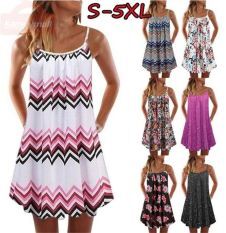 Big Swing Loose Beach Dress Women 2021 Summer Boho Dress Sexy Sleeveless Floral Print Plus Size Casual Mini Dress Vestidos S-5XL