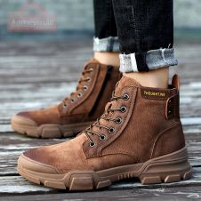 Autumn Winter Men's Ankle Boots For Ankle Boots Outdoor Men Sneakers Winter Boots Waterproof Motorcycle Boots Plush Men Shoes