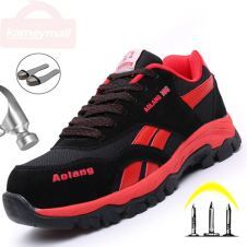 Fashion Men Red Black Anti-puncture Steel Toe Shoes Indestructible Safety Shoes 