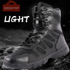 Men Lightweight Leather Boots Tactical Military Boots Breathable Snow Boots 
