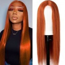  dark ginger orange straight wig