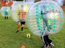 Zorbing Inflatable Bubble Soccer Green Yellow Dots Transparent Tear Resistant Ball 


