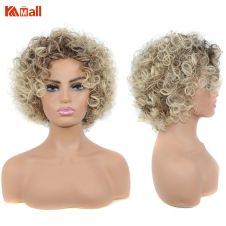 Hair Wigs Short Hair Wigs Blonde Short Curly Synthetic Hair Wig Kameymall