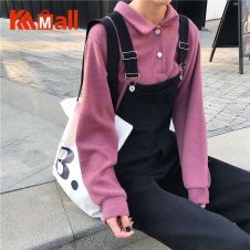 Jumpsuits Women Solid Black Denim Overalls Korean Full-length Sweet Girls Clothes Long Pants Rompers Female HOT Sale