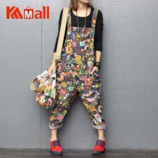 Plus Size Jumpsuits and Rompers for Women Print 2020 Sping Denim Overalls Loose High Waist Jeans Woman Korean Fashion Leotard