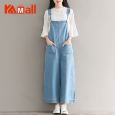2019 New Spring Summer Woman Plus Size 5xl Denim Overalls Korean Style Solid Spaghetti Strap Pocket Wide Leg Jeans Pants Rompers
