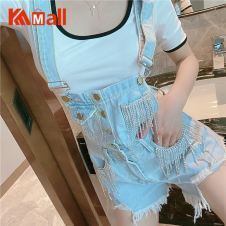 2021 Summer Fashion Denim Overalls For Women Jumpsuit Female Denim Rompers Womens Playsuit Straps Overalls Shorts Rompers KZ265
