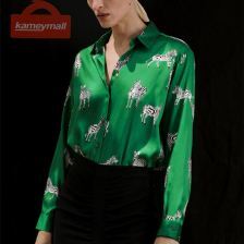 women satin blouse long sleeve zebra print shirts vintage office ladies tops femme chandails za 2020 fashion blusa de mujer ins