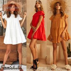 Summer Boho Women Dress Casual Loose Cute Layered Solid Beach Dresses Cocktail Party Sundress Cascading Ruffles White Mini Dress