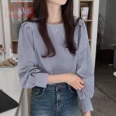 Neploe 2021 Spring New Women Blouse Korean Style Simple O-neck Sweet Fashion Shirts Solid Color All-match Casual Femme Blusas