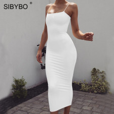 Sibybo Spaghetti Strap Backless Sexy Long Dress Party Off Shoulder Strapless Summer Maxi Dress Black Bodycon Dress Women 2020
