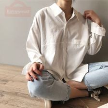 BGTEEVER Minimalist Loose White Shirts for Women Turn-down Collar Solid Female Shirts Tops 2020 Spring Summer Blouses