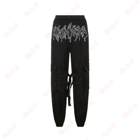 black casual woven fabric pants