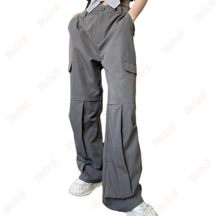 chemical fiber blend casual grey pants