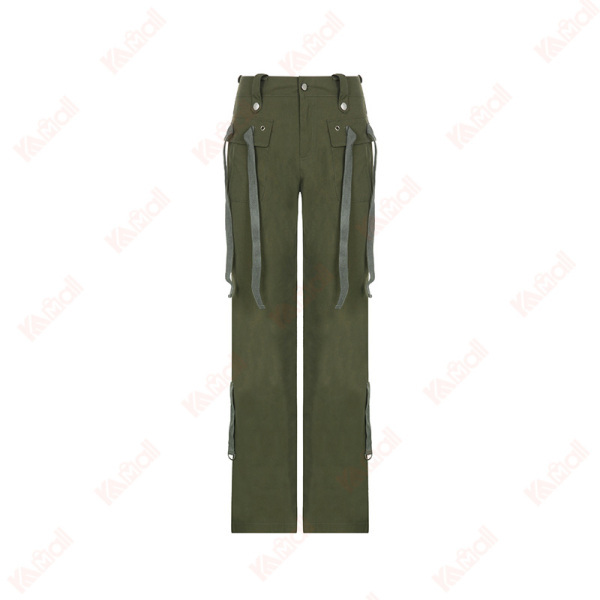green casual chemical fiber blend pants