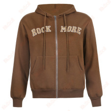 brown crop street plain hoodies
