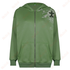 green zipper up cardigan hoodies