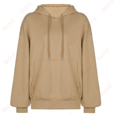 plain khaki drawstring hoodies top