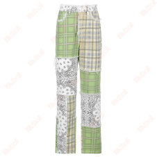 patchwork color casual street pants