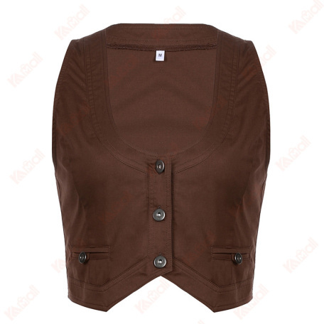 brown sleeveless short tank top