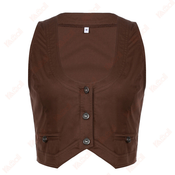 brown sleeveless short tank top