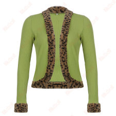 soft stylish leopard color block cardigans