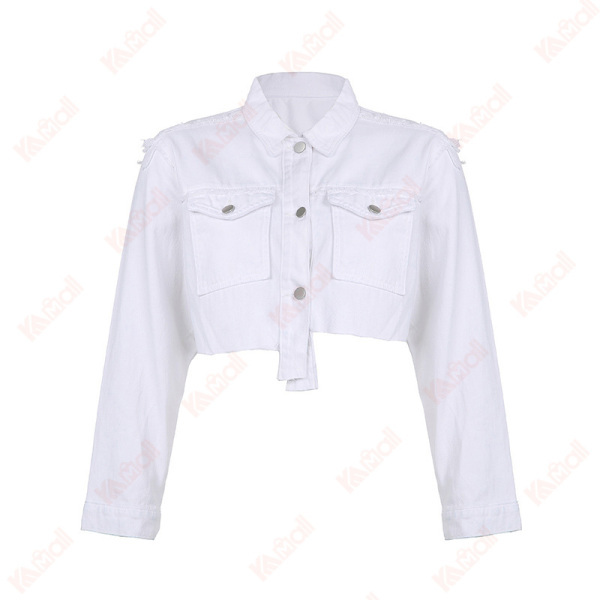 white casual denim jacket for lady
