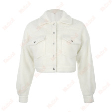 polyester fiber white cropped jacket