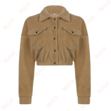 women plain khaki button jacket
