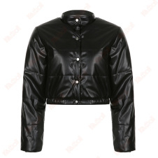 black pu leather casual jacket
