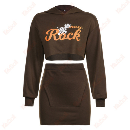 girls brown sweatshirt matching set