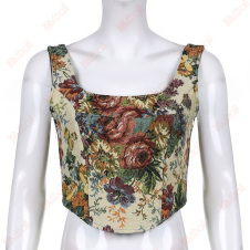 vintage sleeveless printing vest girl