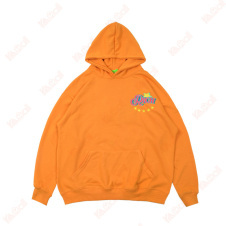 orange print hoodie