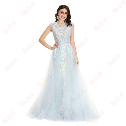 women's light blue evening dress