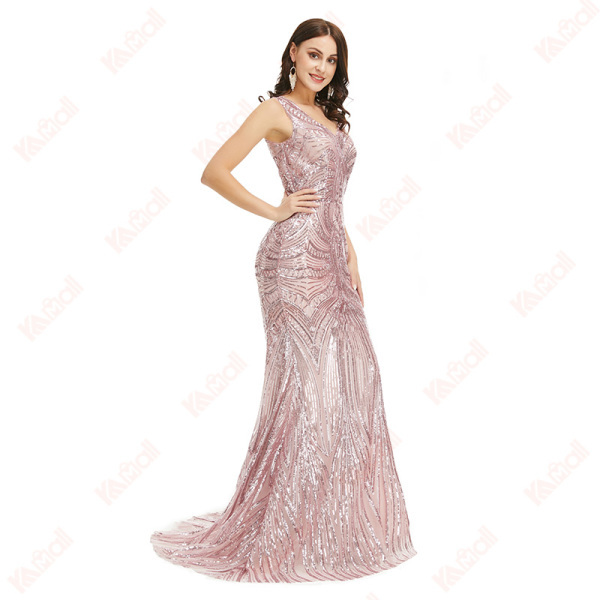 mature pink jacquard evening dress