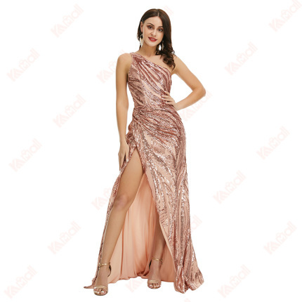 ladies slash neck evening dress