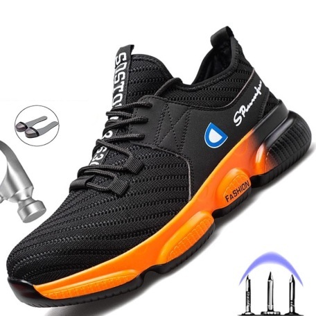 black orange steel toe shoes