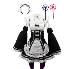 Ram/Rem Cosplay Re:zero Kara Hajimeru Isekai Seikatsu black blue red Costume Maid Servant Dress