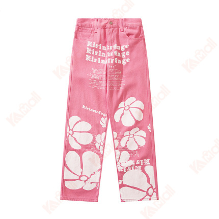 mens pink print comfy jeans