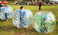 person in inflatable zorb ball 2022