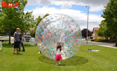 prepare for playing white zorb ball