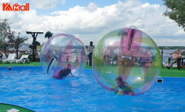 inflatable human zorb ball in use