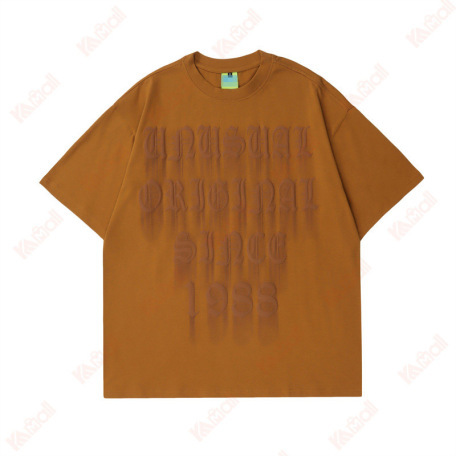 letters pattern brown t shirts
