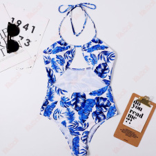 high waist swimsuit blue color