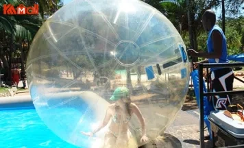 zorb ball played by many children